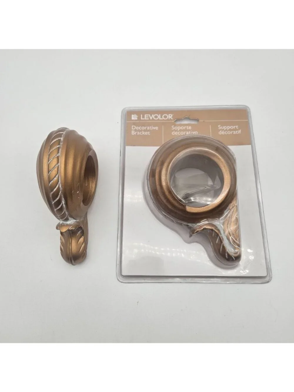 Levolor Calypso Distressed Gold Bracket Pair Swag Curtain Rod Holder